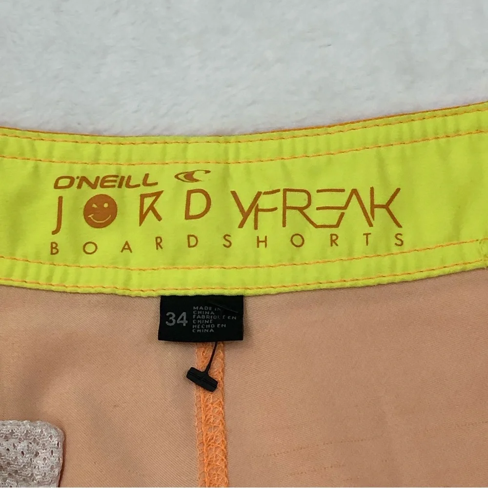 O’NEILL Jordyfreak Neon Orange & Yellow Surf Swim Trunks Board Shorts Men’s 34.